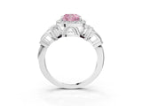 Platinum Fancy Pink Cushion Cut Halo Diamond Split Shank Engagement Ring with Four-Prong Setting_21