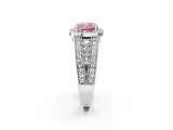 Platinum Fancy Pink Cushion Cut Halo Diamond Split Shank Ring with Prong Setting_14
