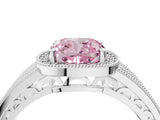 Platinum Fancy Pink Cushion Cut Halo Diamond Split Shank Ring with Prong Setting_16