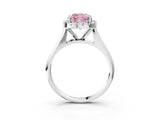 Platinum Fancy Pink Cushion  Cut Halo Solitaire Engagement Ring with Square Band and Four-Prong Setting_15
