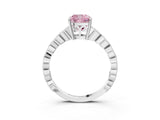Platinum Fancy Pink Cushion Cut Solitaire Diamond Ring with Infinity Twist Band and Four-Prong Setting_87