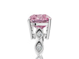 Platinum Fancy Pink Cushion Cut Solitaire Diamond Ring with Infinity Twist Band and Four-Prong Setting_89