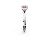 Platinum Fancy Pink Cushion  Cut Solitaire Engagement Ring with Flat Band and Four-Prong Setting 3