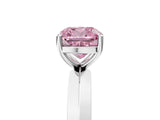 Platinum Fancy Pink Cushion  Cut Solitaire Engagement Ring with Flat Band and Four-Prong Setting