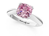 Platinum Fancy Pink Cushion  Cut Solitaire Engagement Ring with Tapered Band and Four-Prong Setting 2