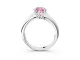 Platinum Fancy Pink Cushion  Cut Solitaire Engagement Ring with Tapered Band and Four-Prong Setting 4