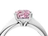 Platinum Fancy Pink Cushion  Cut Solitaire Engagement Ring with Tapered Band and Four-Prong Setting 5