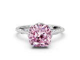 Platinum Fancy Pink Cushion Cut Solitaire Split Shank Pave Diamond Engagement Ring with Four-Prong Setting_60