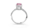 Platinum Fancy Pink Cushion Cut Solitaire Split Shank Pave Diamond Engagement Ring with Four-Prong Setting_63