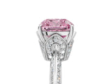 Platinum Fancy Pink Cushion Cut Solitaire Split Shank Pave Diamond Engagement Ring with Four-Prong Setting_65