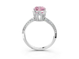 Platinum Fancy Pink Cushion Cut Solitaire Split Shank Pave Diamond Engagement Ring with Four-Prong Setting_9