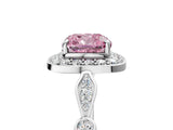 Platinum Fancy Pink Cushion  Halo Diamond Engagement Ring with Twisted Band and Four-Prong Setting 5