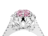 Platinum Fancy Pink Cushion  Halo Diamond Floral Split Shank Engagement Ring 5