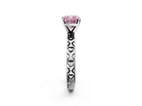 Platinum Fancy Pink Cushion  Solitaire Diamond Engagement Ring with XO Engraved Band and Four-Prong Setting 2