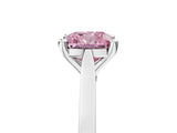 Platinum Fancy Pink Cushion  Solitaire Diamond Ring with Four-Prong Setting and Tapered Band 1
