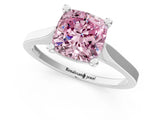 Platinum Fancy Pink Cushion  Solitaire Diamond Ring with Four-Prong Setting and Tapered Band 3
