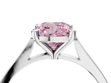 Platinum Fancy Pink Cushion  Solitaire Diamond Ring with Four-Prong Setting and Tapered Band