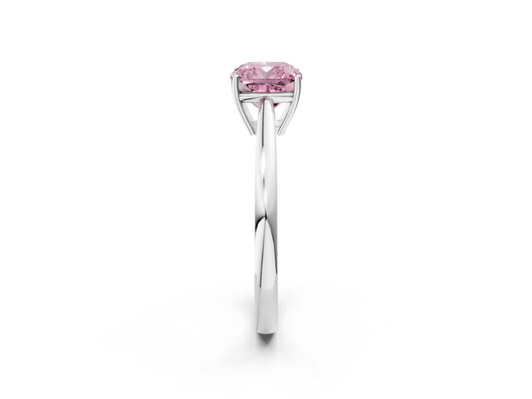 Platinum Cushion Cut Cathedral Solitaire Engagement Ring Setting for Fancy Pink Center with Open Shoulders