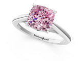 Platinum Fancy Pink Cushion  Solitaire Engagement Ring with Four-Prong Setting and Classic Band 2