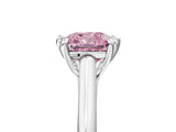Platinum Fancy Pink Cushion  Solitaire Engagement Ring with Six-Prong Setting and Classic Band
