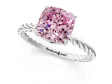 Platinum Fancy Pink Cushion  Solitaire Twist Band Ring with Four-Prong Setting_1