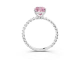 Platinum Fancy Pink Cushion  Solitaire Twist Band Ring with Four-Prong Setting_3