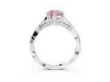 Platinum Fancy Pink Cushion  Solitaire Twist Band Six-Prong Setting 3