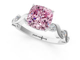 Platinum Fancy Pink Cushion  Solitaire Twisted Band with Prong Setting 1