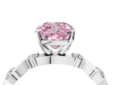 Platinum Fancy Pink Cushion  Solitaire Twisted Band with Prong Setting 4