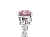 Platinum Fancy Pink Cushion  Solitaire Twisted Pave Diamond Ring with Four-Prong Setting_5