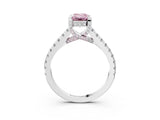 Platinum Fancy Pink Emerald  Brilliant Diamond Solitaire with Pavé Band and Four-Prong Setting 3