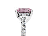 Platinum Fancy Pink Emerald  Brilliant Diamond Solitaire with Pavé Band and Four-Prong Setting 5