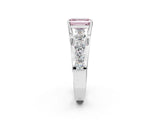 Platinum Fancy Pink Emerald  Brilliant Solitaire with Side Stones on a Pave Band and Four-Prong Setting_14