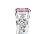 Platinum Fancy Pink Emerald  Brilliant Solitaire with Side Stones on a Pave Band and Four-Prong Setting_17
