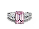 Platinum Fancy Pink Emerald Cut Brilliant Diamond Pavé Band with Six-Prong Setting_18