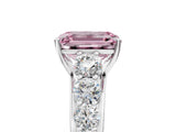Platinum Fancy Pink Emerald Cut Brilliant Diamond Pavé Band with Six-Prong Setting_23