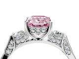 Platinum Fancy Pink Emerald Cut Brilliant Three-Stone Pave Band with Four-Prong Setting_10