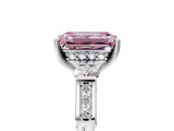 Platinum Fancy Pink Emerald Cut Brilliant Three-Stone Pave Band with Four-Prong Setting_11