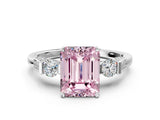 Platinum Fancy Pink Emerald Cut Brilliant Three-Stone Pave Band with Four-Prong Setting_6