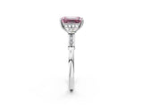 Platinum Fancy Pink Emerald Cut Brilliant Three-Stone Pave Band with Four-Prong Setting_8