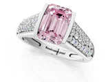 Platinum Fancy Pink Emerald Cut Cut Diamond Channel Set Pave Band with Tension Prong Setting_13
