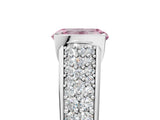 Platinum Fancy Pink Emerald Cut Cut Diamond Channel Set Pave Band with Tension Prong Setting_17