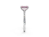 Platinum Fancy Pink Emerald Cut Diamond Brilliant Solitaire Ring with Pavé Band and Four-Prong Setting_44