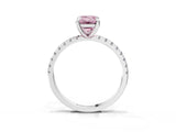 Platinum Fancy Pink Emerald Cut Diamond Brilliant Solitaire Ring with Pavé Band and Four-Prong Setting_45