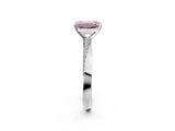 Platinum Fancy Pink Emerald Cut Diamond Engagement Ring with Side Stone Accents and Four-Prong Setting_26