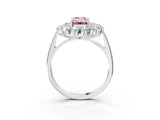 Platinum Fancy Pink Emerald Cut Diamond Floral Double Halo Engagement Ring with Prong Setting_33