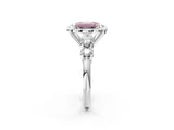 Platinum Fancy Pink Emerald  Cut Diamond Floral Halo Engagement Ring with Shared Prong Setting 2