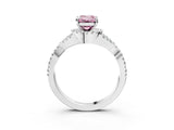 Platinum Fancy Pink Emerald Cut Diamond  Halo Twist Band Solitaire Prong Setting Ring_15
