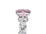 Platinum Fancy Pink Emerald Cut Diamond Side Stone Engagement Ring with Four-Prong Setting_30