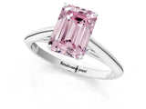 Platinum Fancy Pink Emerald Cut Diamond Solitaire Engagement Ring with Cathedral Setting and Four-Prong Mount_1